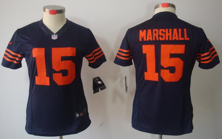 Cheap Women Nike Chicago Bears #15 Marshall Blue Game LIMITED NFL Jerseys Orange Number