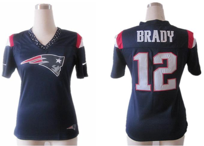Cheap Women Nike New England Patriots 12 Tom Brady Blue FEM FAN Field Flirt Fashion Jersey