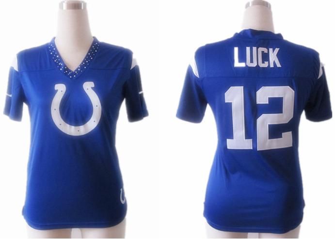 Cheap Women Nike Indianapolis Colts #12 Andrew Luck Blue FEM FAN Field Flirt Fashion Jersey