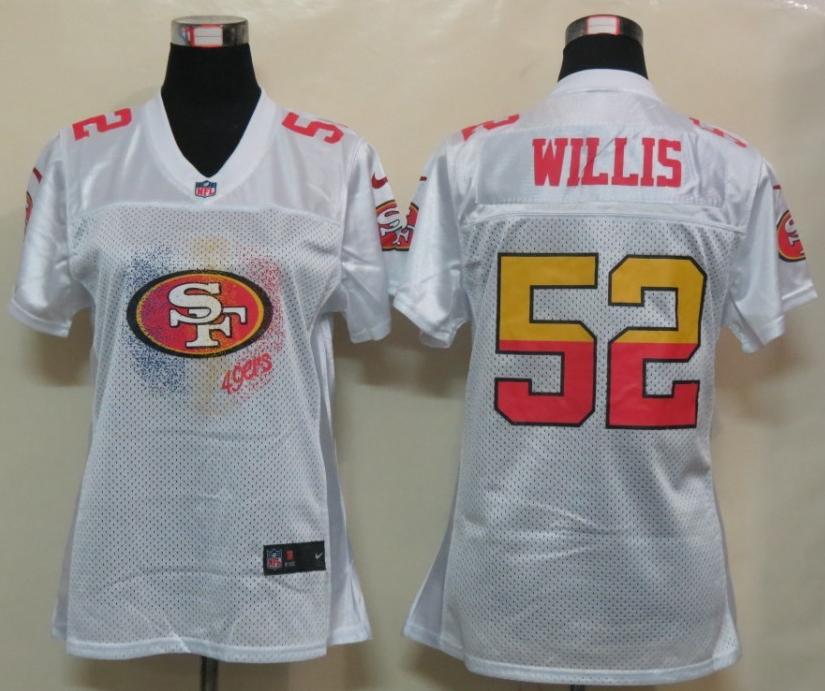 Cheap Women Nike San Francisco 49ers 52 Patrick Willis White Women's FEM FAN Jersey