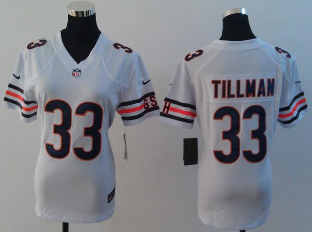 Cheap Women Nike Chicago Bears 33 Charles Tillman White NFL Jerseys