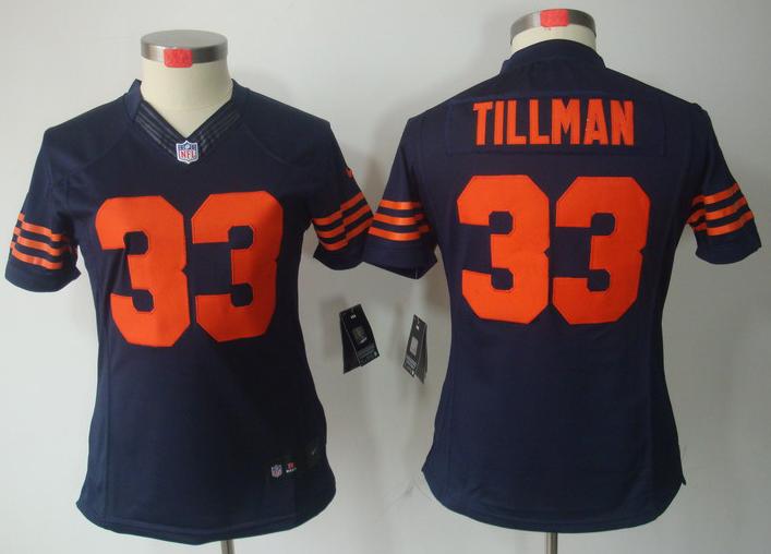 Cheap Women Nike Chicago Bears 33 Charles Tillman Blue Game LIMITED NFL Jerseys Orange Number