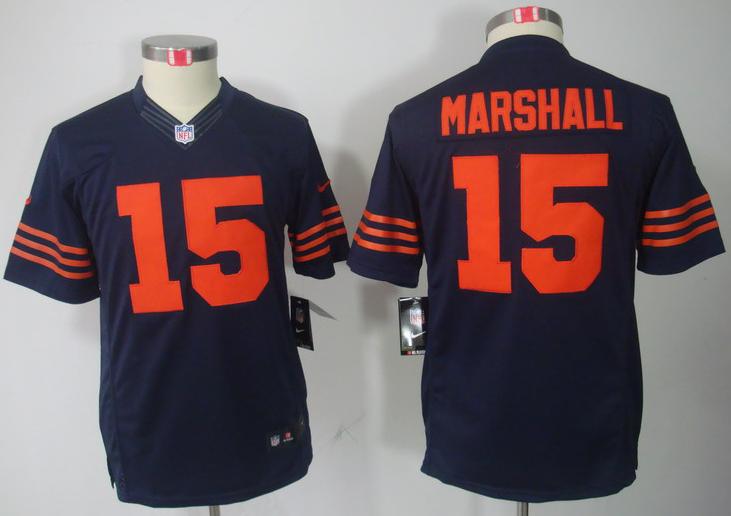 Kids Nike Chicago Bears #15 Marshall Blue Game LIMITED NFL Jerseys Orange Number Cheap