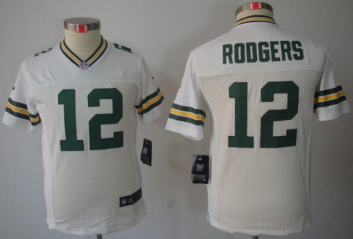 Kids Nike Green Bay Packers #12 Aaron Rodgers White Game LIMITED NFL Jerseys Cheap