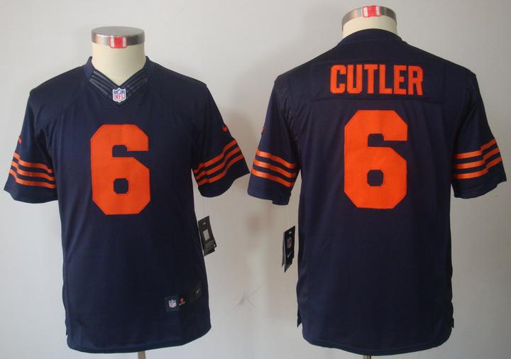 Kids Nike Chicago Bears 6# Jay Cutler Blue Game LIMITED NFL Jerseys Orange Number Cheap