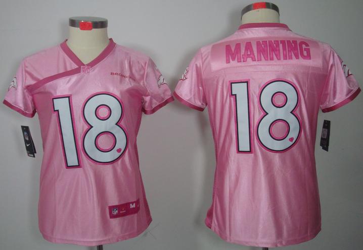 Cheap Women Nike Denver Broncos 18# Peyton Manning Pink Love's NFL Jerseys