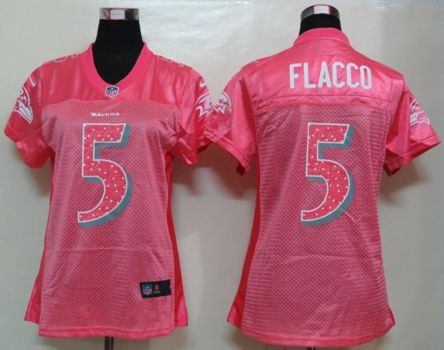 Cheap Women Nike Baltimore Ravens 5# Joe Flacco Pink Elite NFL Jerseys