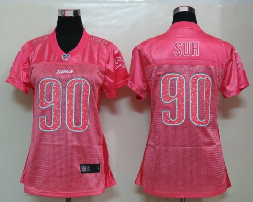 Cheap Women Nike Detroit Lions 90# Ndamukong Suh Pink Elite NFL Jerseys
