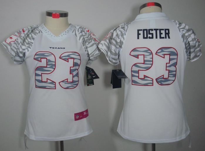 Cheap Women Nike Houston Texans #23 Arian Foster Zebra Field Flirt Fashion NFL Jersey