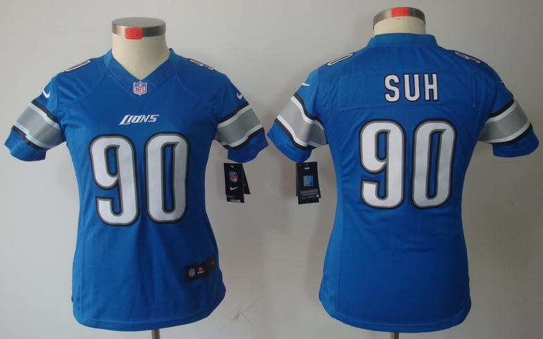 Cheap Women Nike Detroit Lions 90# Ndamukong Suh Blue Game LIMITED NFL Jerseys