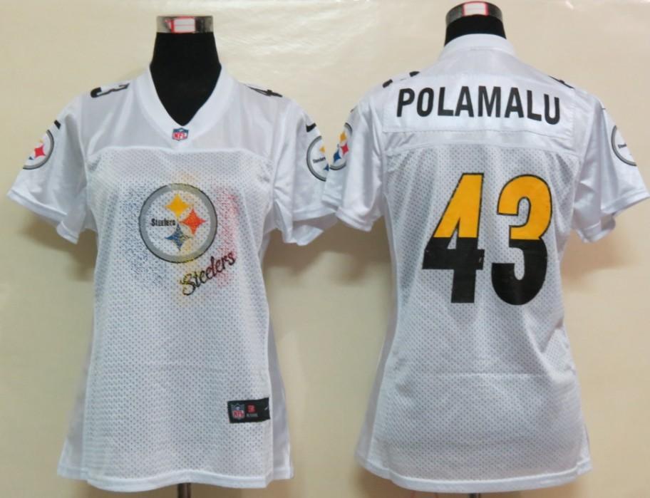 Cheap Women Nike Pittsburgh Steelers 43# Troy Polamalu White FEM FAN NFL Jersey