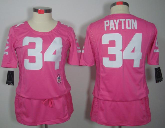 Cheap Women Nike Chicago Bears 34 Walter Payton Pink Breast Cancer Awareness NFL Jersey