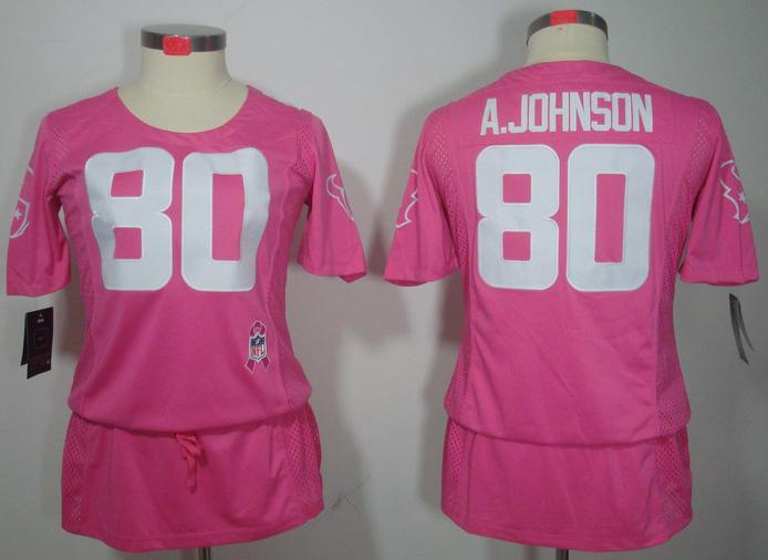 Cheap Women Nike Houston Texans #80 Andre Johnson Pink Breast Cancer Awareness NFL Jersey