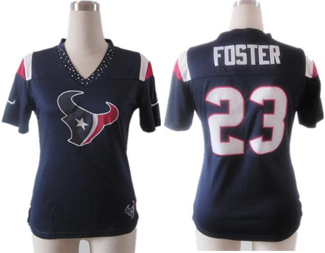 Cheap Women Nike Houston Texans #23 Arian Foster Blue FEM FAN Field Flirt Fashion Jersey