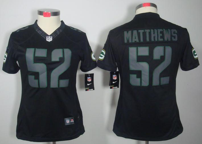Cheap Women Nike Green Bay Packers 52# Clay Matthews Black Impact Game LIMITED NFL Jerseys