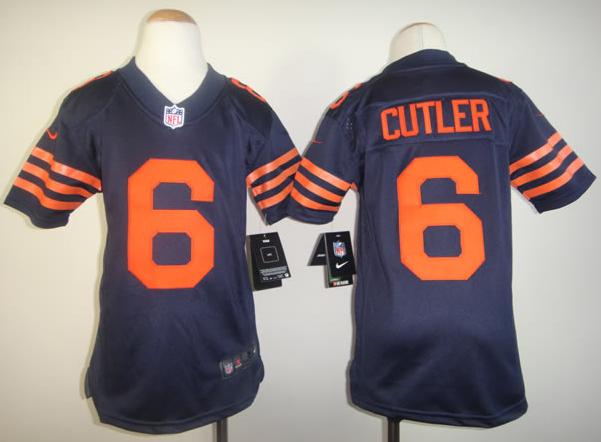 Kids Nike Chicago Bears 6# Jay Cutler Blue NFL Jerseys Orange Number Cheap