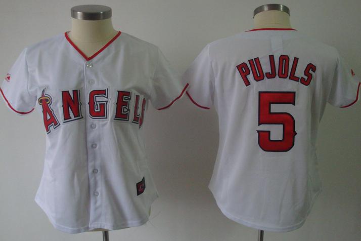 Women Los Angeles Angels 5 Pujols White MLB Jersey