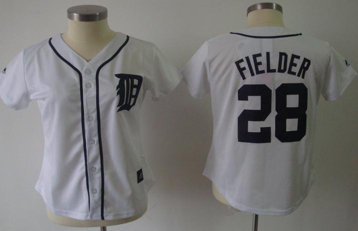 Women Detroit Tigers 28 Prince Fielder White MLB Jerseys