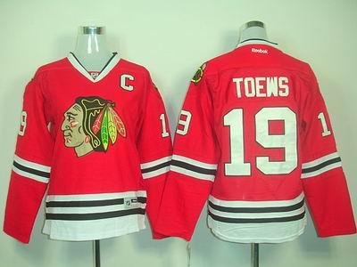 Women Chicago Blackhawks 19 TOEWS C Patch Red NHL Jerseys