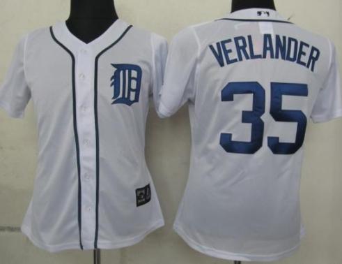 Women Detroit Tigers 35 Verlander White MLB Jerseys