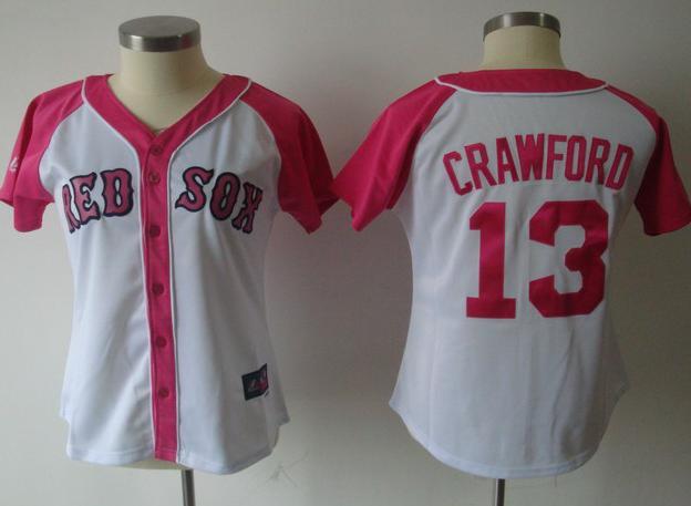 Cheap Women Boston Red Sox 13 Carl Crawford 2012 Ladies Fashion White MLB Jerseys