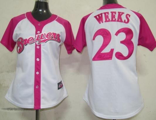 Cheap Women Milwaukee Brewers 23 Weeks 2012 Ladies Splash Fashion White MLB Jerseys