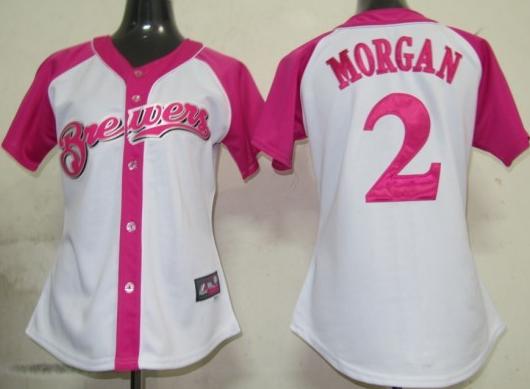 Cheap Women Milwaukee Brewers 2 Morgan 2012 Ladies Splash Fashion White MLB Jerseys