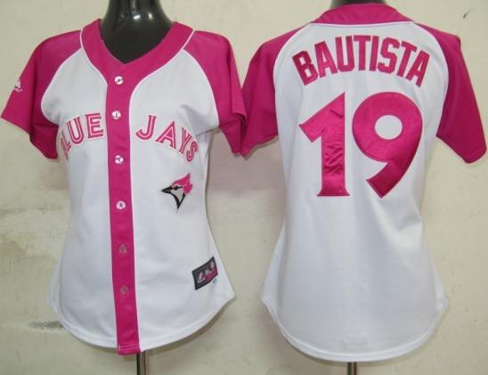 Cheap Women Toronto Blue Jays 19 Bautista 2012 Ladies Splash Fashion White MLB Jerseys