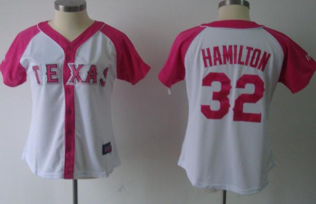 Cheap Women Texas Rangers 32 Josh Hamilton 2012 Ladies Splash Fashion White MLB Jerseys