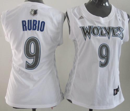 Cheap Women Minnesota Timberwolves 9 Ricky Rubio White Swingman NBA Jerseys