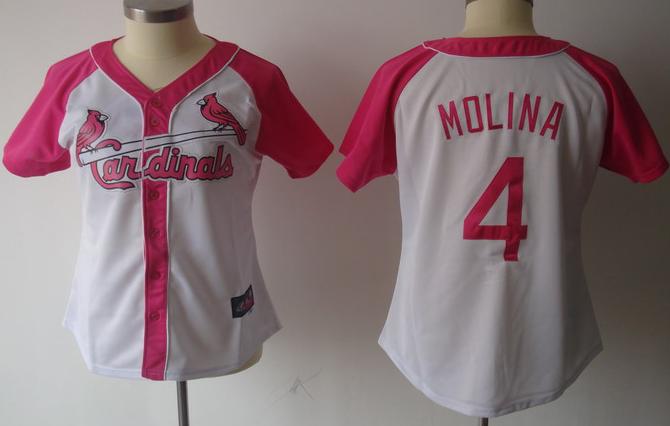 Cheap Women St.Louis Cardinals 4# Yadier Molina 2012 Ladies Splash Fashion White MLB Jerseys