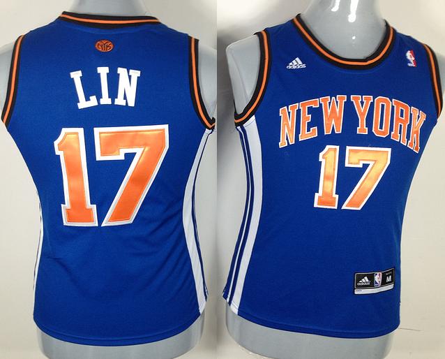 Cheap Women New York Knicks 17 Lin Blue Swingman NBA Jerseys