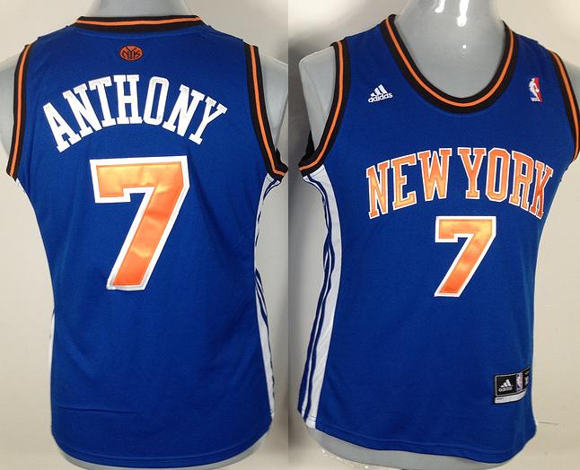 Cheap Women New York Knicks 7 Carmelo Anthony Blue Swingman NBA Jerseys