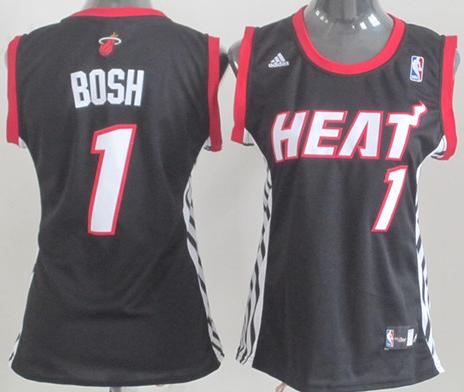 Cheap Women Miami Heat 1# Chris Bosh Black NBA Jerseys