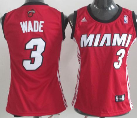 Cheap Women Miami Heat 3# Dwyane Wade Red NBA Jerseys