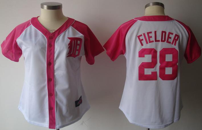 Cheap Women Detroit Tigers 28 Prince Fielder 2012 Ladies Fashion White MLB Jerseys