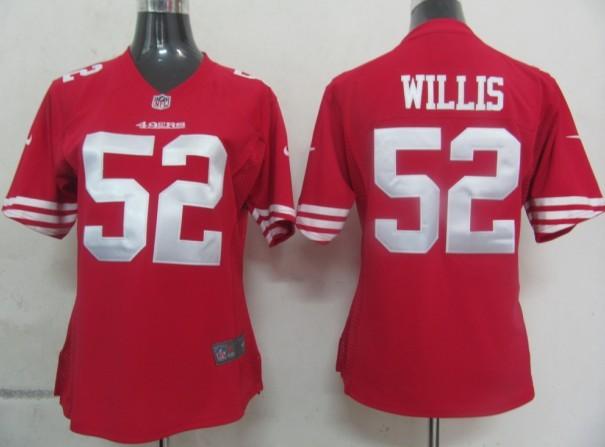 Cheap Womens Nike San Francisco 49ers 52 Willis Red Nike NFL Jerseys