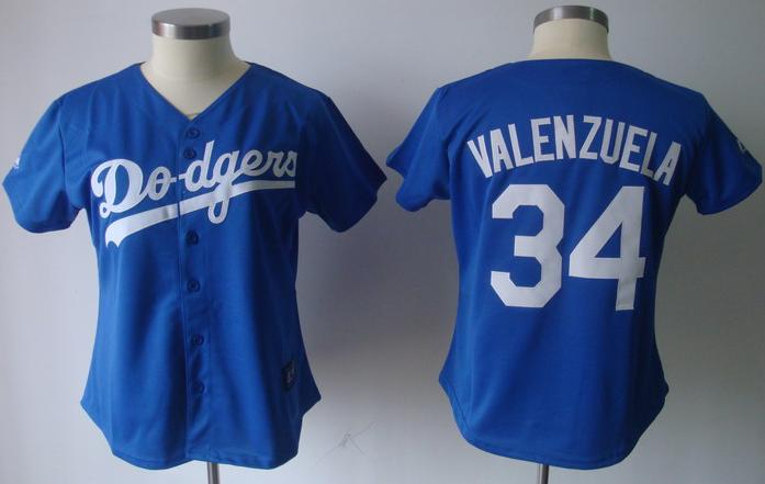 Women Los Angeles Dodgers 34 Fernando Valenzuela Blue 2011 Women's MLB Jerseys
