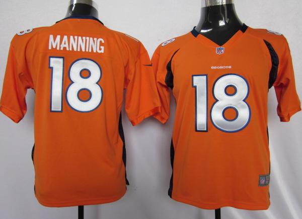 Kids Nike Denver Broncos #18 Peyton Manning Orange NFL Jerseys Cheap