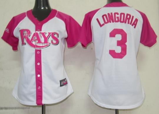 Cheap Women Tampa Bay Rays 3 Longoria 2012 Ladies Splash Fashion White MLB Jerseys
