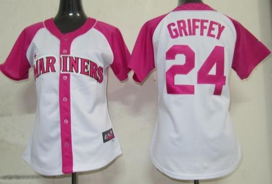 Cheap Women Seattle Mariners 24 Griffey 2012 Ladies Splash Fashion White MLB Jerseys