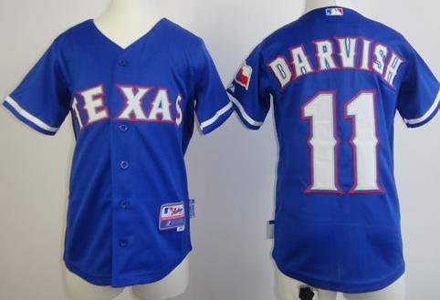 Kids Texas Rangers #11 Yu Darvish Blue Cool Base MLB Jerseys Cheap