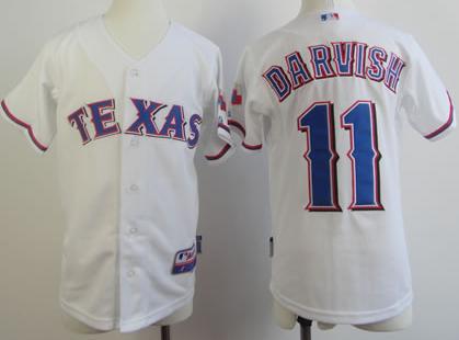 Kids Texas Rangers #11 Yu Darvish White Cool Base MLB Jerseys Cheap