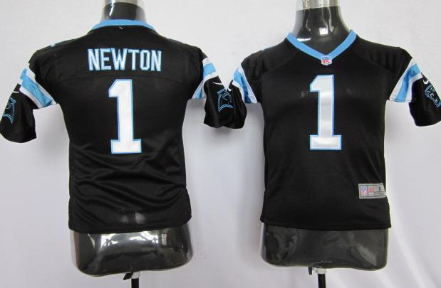Kids Nike Carolina Panthers #1 Cam Newton Black Nike NFL Jerseys Cheap