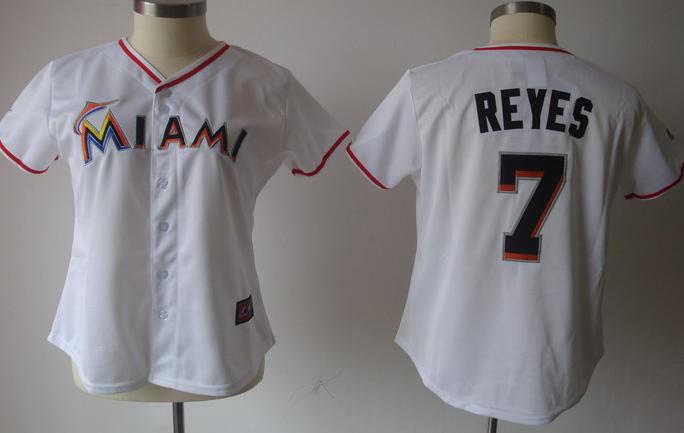Cheap Women Miami Marlins 7 Jose Reyes White MLB Jerseys