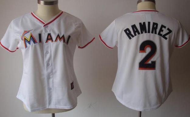 Women Miami Marlins 2 Hanley Ramirez White MLB Jerseys