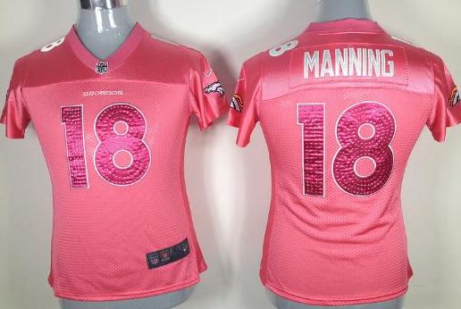 Cheap Women Nike Denver Broncos 18 Manning Pink Women's Nike NFL Jerseys