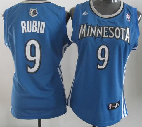 Cheap Women Minnesota Timberwolves 9 Ricky Rubio Blue Swingman NBA Jerseys