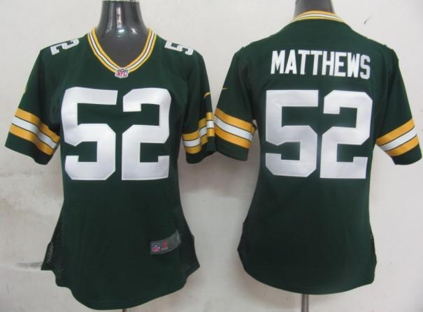 Cheap Womens Nike Green Bay Packers 52 Matthews Green Nike NFL Jerseys