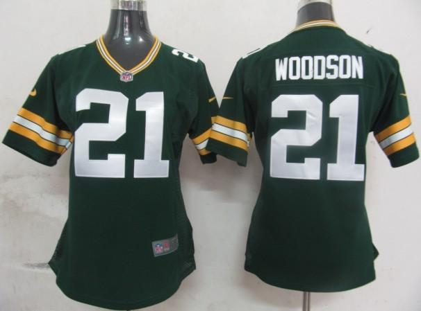Cheap Womens Nike Green Bay Packers 21 Woodson Green Nike NFL Jerseys